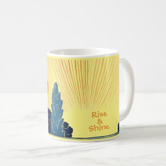 Art Nouveau Morning Sun Rooster Coffee Mok (Voorkant rechts)