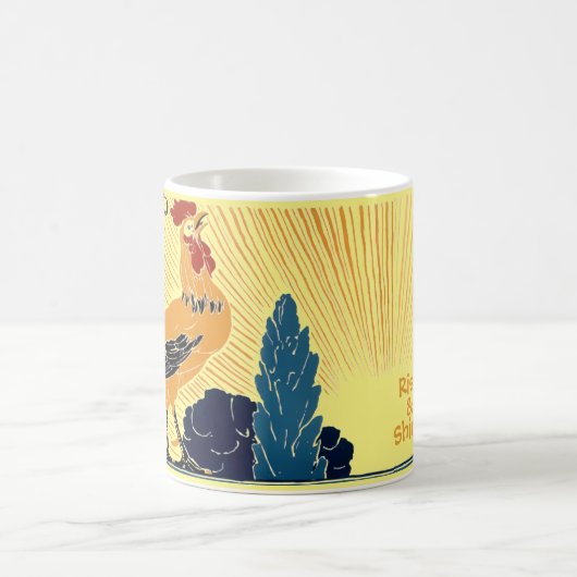  Art Nouveau Morning Sun Rooster Coffee Mok (Center)