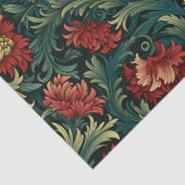 Art nouveau Morris dieprode bloemen pastelgroen Tissuepapier (Detail)
