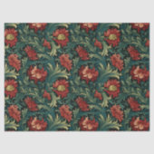 Art nouveau Morris dieprode bloemen pastelgroen Tissuepapier (Voorkant)