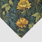 Art nouveau Morris gele bloemen pastel blauwe sali Tissuepapier (Detail)