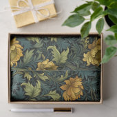 Art nouveau Morris gele bloemen pastel blauwe sali Tissuepapier (Geschenk)