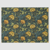 Art nouveau Morris gele bloemen pastel blauwe sali Tissuepapier (Voorkant)