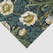 Art nouveau Morris gele witte bloemen pastelblauw Tissuepapier (Detail)