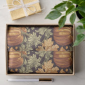 Art nouveau Morris herfst pompoen pastel groen Tissuepapier (Geschenk)