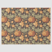 Art nouveau Morris herfst pompoen pastel groen Tissuepapier (Voorkant)