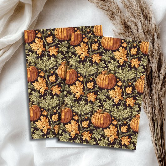 Art nouveau Morris herfst pompoen pastel groen Tissuepapier