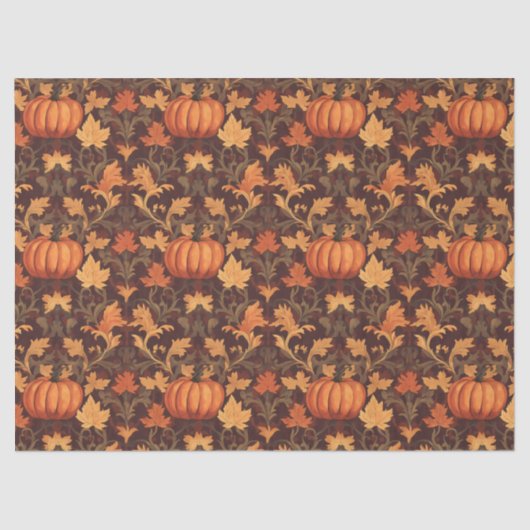 Art nouveau Morris herfstbladeren pompoenen Tissuepapier (Voorkant)
