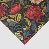Art nouveau Morris hete rode witte bloemen pastel Tissuepapier (Detail)