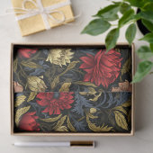 Art nouveau Morris hete rode witte bloemen pastel Tissuepapier (Geschenk)