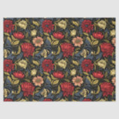 Art nouveau Morris hete rode witte bloemen pastel Tissuepapier (Voorkant)