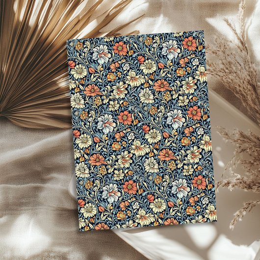 Art nouveau Morris ivoor perzik witte bloemen blau Tissuepapier