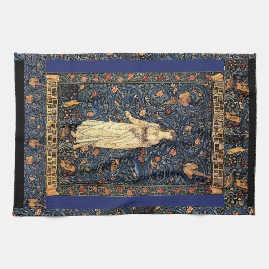 Art Nouveau Morris Lady Bird Flower Towel Theedoek (Horizontaal)