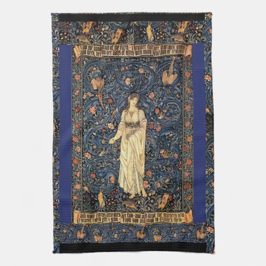 Art Nouveau Morris Lady Bird Flower Towel Theedoek (Verticaal)