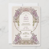 Art Nouveau Morris Lavendel Art Deco Bruiloftsuitn Kaart (Voorkant)