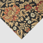 Art nouveau Morris lux rood goud zwarte bloemen Tissuepapier (Detail)
