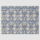 Art nouveau Morris marineblauw en ivoren pastel Tissuepapier (Voorkant)