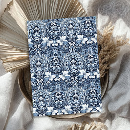 Art nouveau Morris marineblauwe en witte bloemen Tissuepapier