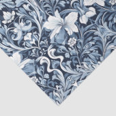 Art nouveau Morris marineblauwe en witte bloemen Tissuepapier (Detail)