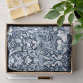 Art nouveau Morris marineblauwe en witte bloemen Tissuepapier (Geschenk)