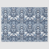 Art nouveau Morris marineblauwe en witte bloemen Tissuepapier (Voorkant)