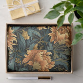 Art nouveau Morris pastel groen sinaasappel Tissuepapier (Geschenk)