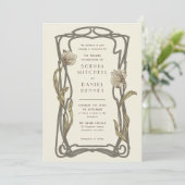 Art nouveau  morris pimpernel bruiloft kaart (Staand voorkant)