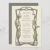 Art nouveau  morris pimpernel bruiloft kaart (Voorkant / Achterkant)