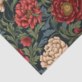 Art nouveau Morris rode blush bloemen pastelblauw Tissuepapier (Detail)