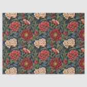 Art nouveau Morris rode blush bloemen pastelblauw Tissuepapier (Voorkant)