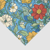 Art nouveau Morris rood geel wit bloemen blauw Tissuepapier (Detail)
