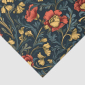Art nouveau Morris rood goud pastel marine blauw Tissuepapier (Detail)