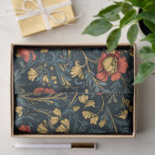 Art nouveau Morris rood goud pastel marine blauw Tissuepapier (Geschenk)