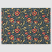 Art nouveau Morris rood goud pastel marine blauw Tissuepapier (Voorkant)