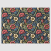 Art nouveau Morris rood wit bloemen pastelblauw Tissuepapier (Voorkant)