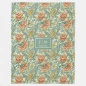 Art nouveau Morris stijl terracotta pastel groen Fleece Deken (Voorkant)
