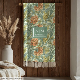 Art nouveau Morris stijl terracotta pastel groen Fleece Deken