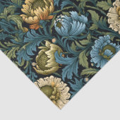 Art nouveau Morris stoffige blauwe ivoren bloemen  Tissuepapier (Detail)