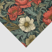 Art nouveau Morris terracotta bloemen pastelgroen Tissuepapier (Detail)