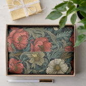 Art nouveau Morris terracotta bloemen pastelgroen Tissuepapier (Geschenk)