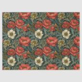 Art nouveau Morris terracotta bloemen pastelgroen Tissuepapier (Voorkant)