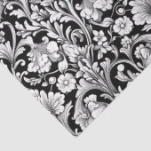 Art nouveau Morris zwarte en witte bloemenrijst Tissuepapier (Detail)