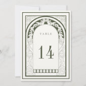 Art Nouveau Moss Groene Tafel Nummer Kaart (Voorkant)