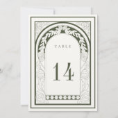 Art Nouveau Moss Groene Tafel Nummer Kaart (Achterkant)