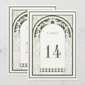 Art Nouveau Moss Groene Tafel Nummer Kaart (Voorkant / Achterkant)