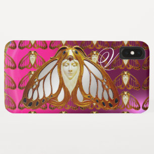 ART NOUVEAU MOT VLINDERVROUW EDELSTEEN MONOGRAM RO iPhone XS MAX HOESJE