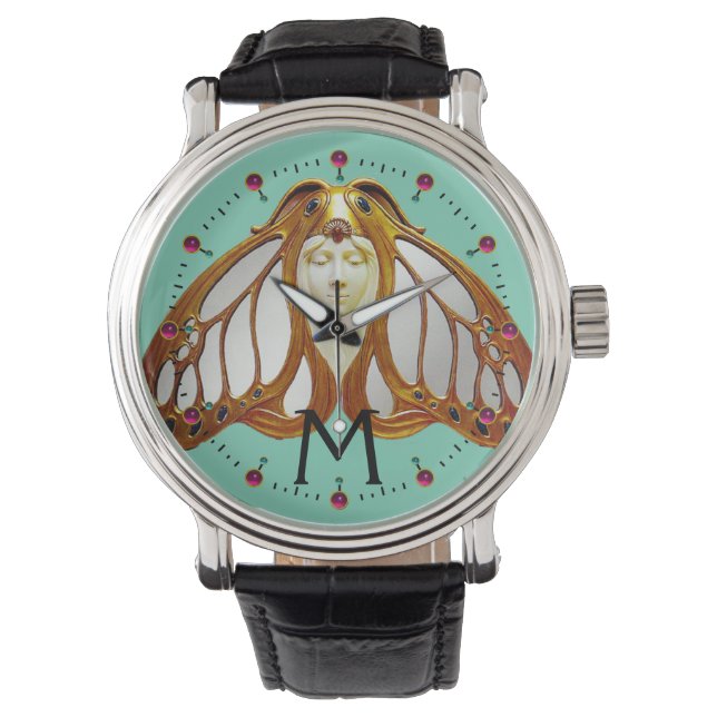 ART NOUVEAU MOT VROUW MONOGRAM HORLOGE (Voorkant)