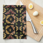Art Nouveau Moth & Orchid art deco zwart Theedoek (Quarter Fold)
