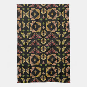 Art Nouveau Moth & Orchid art deco zwart Theedoek