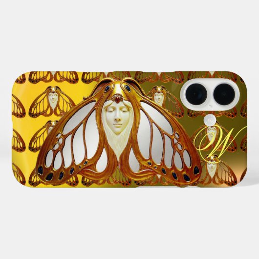 ART NOUVEAU MOTH WOMAN GEM MONOGRAM Case-Mate iPhone CASE (Achterkant (horizontaal))